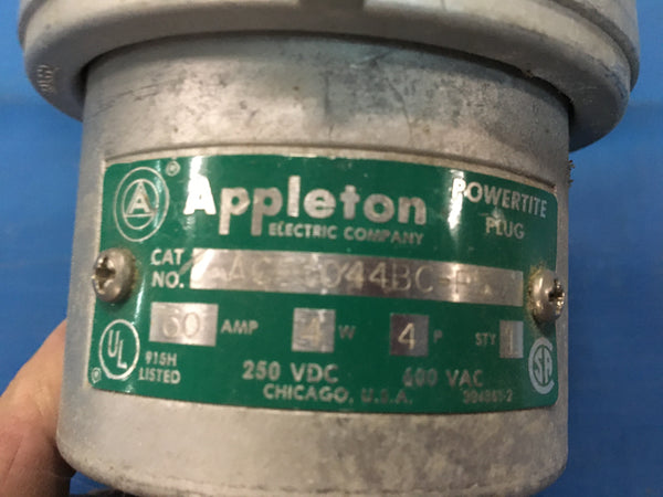 Appleton Powertite Plug ACP6044BC, 60 Amp 4W 4P Style 1 NIB NSN: 5935-00-766-8789 | Model: ACP6044BC