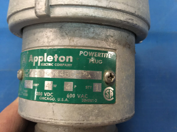 Appleton Powertite Plug ACP6044BC, 60 Amp 4W 4P Style 1 NIB NSN: 5935-00-766-8789 | Model: ACP6044BC