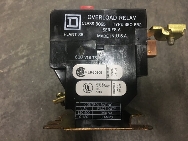 NEW!!! Square D 9065 SE0-6 Thermal Overload Relay 600 Volt 26 Amp