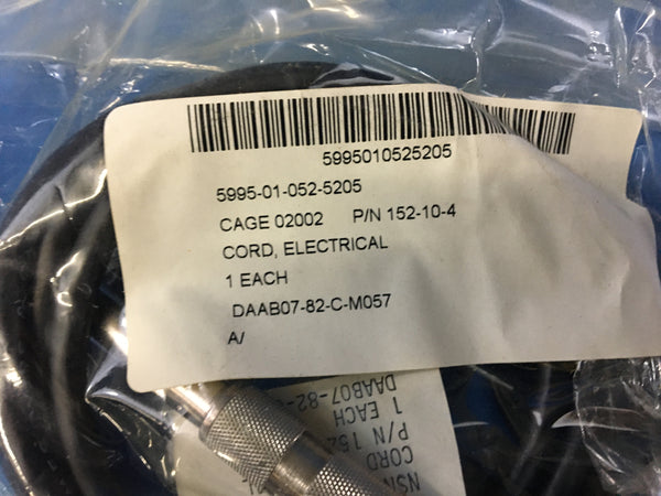 Dynatech Laboratories Electrical Cord Assembly NSN:5995-01-052-5205 Model:152-10-4