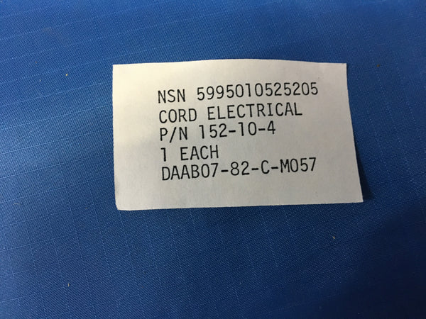 Dynatech Laboratories Electrical Cord Assembly NSN:5995-01-052-5205 Model:152-10-4