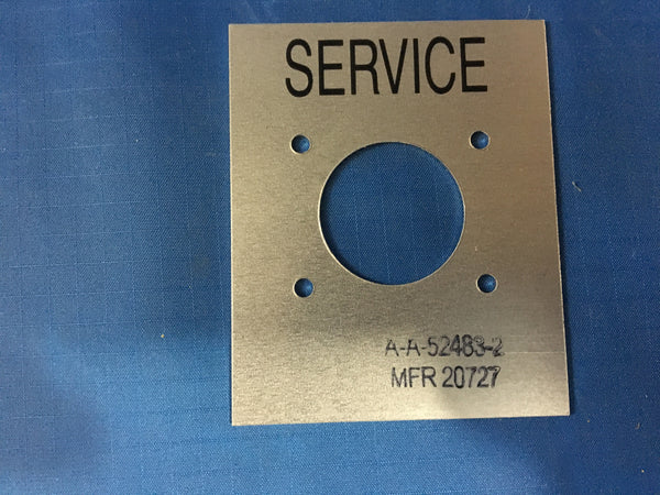 Identification Plate, EMERGENCY OR SERVICE, NSN:9905-00-999-7369 Model:A-A-52483-2