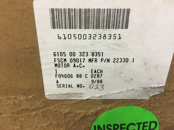 General Electric AC Motor,1/6HP,1725RPM,208V,3PH  Model:5K19PG34 NSN:6105-00-323-8351