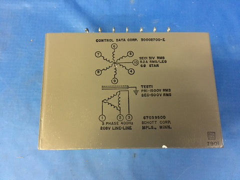 Control Data Systems Power Transformer NSN:5950-01-072-3968 Model:30002700